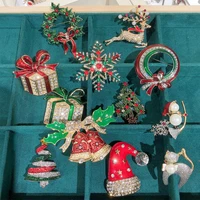 xmas brooch snowman elk santa claus tree wreath metal pins fashion jewelry gift for women merry christmas decor gifts