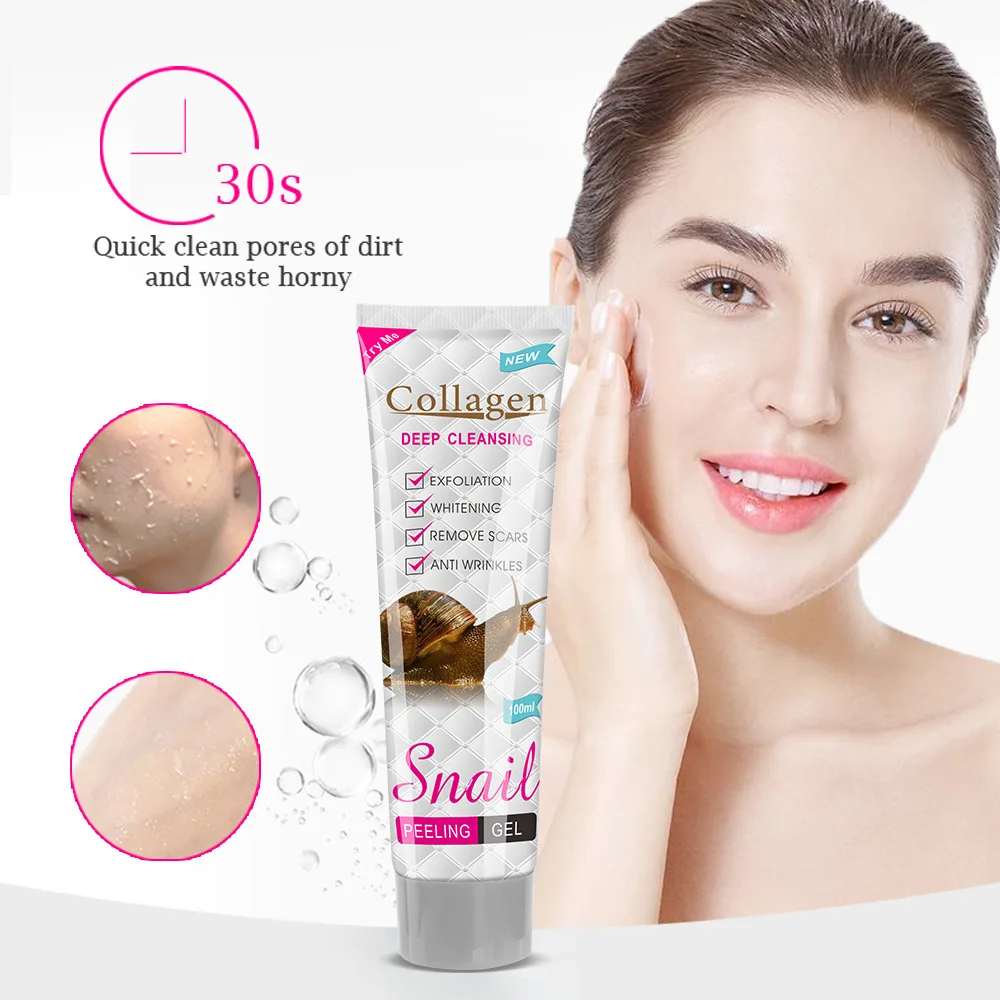 

100ml Collagen Snail Exfoliating Gel Gently Cleanses Pores Removes Chicken Skin and Dead Skin on The Face To Moisturize