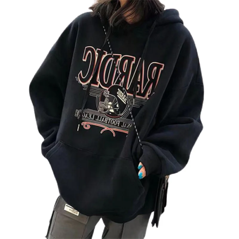 

2021 new velvet padded hooded sweatshirt women loose Korean style street clothes women's jacket Harajuku print hoodie