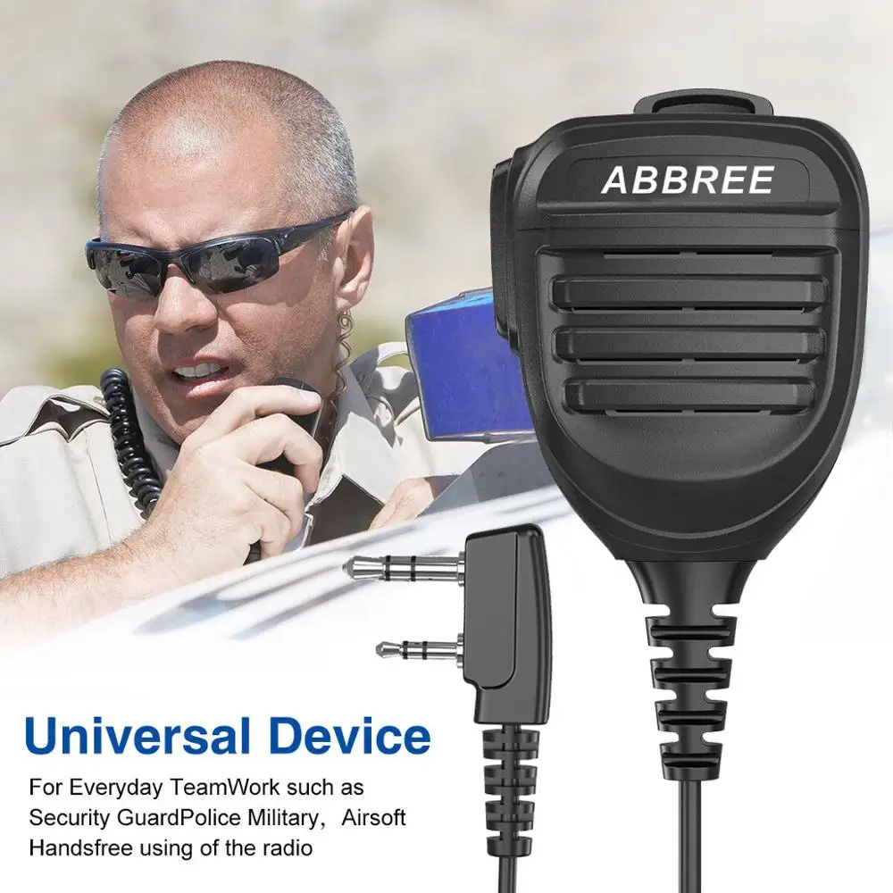 

ABBREE 2 Pin Waterproof Handheld Microphone Speaker Mic for Baofeng TYT Ham Radio UV5R UV-10R BF-888S UV-S9PLUS Walkie Talkie