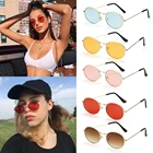 Овальные Солнцезащитные очки в металлической оправе UV400 для мужчин и женщин, модные зеркальные, с градиентными линзами, в овальной оправе, золотистыесеребристые, в стиле ретро, летние