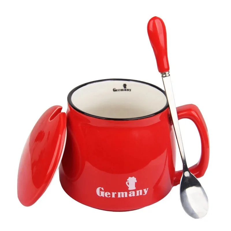 

Color glaze Japanese style ceramic cup custom pot belly mug with lid couple coffee cup milk tea cup student water cup