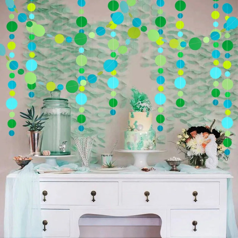 4 м круглый синий зеленый Бумажная гирлянда растительная струна настенный