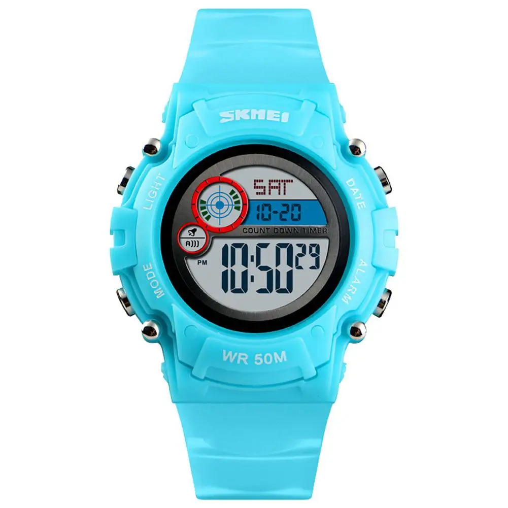 

SKMEI 1477 Kid LED Digital Watch Dual Time Date Week EL Light Waterproof Alarm Sports Wristwatch Christmas Gift