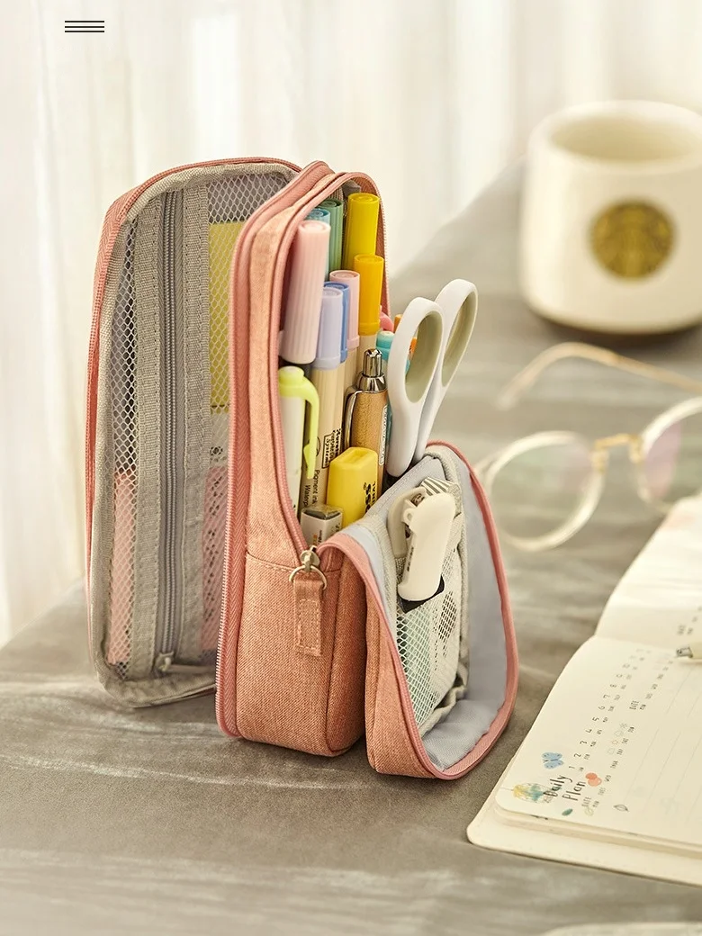 angoo simple pen bag pencil case white color youth dream canvas pens phone holder storage pouch for stationery school a6171 free global shipping