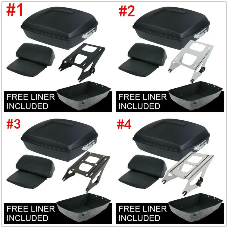 Матовая черная нарезанная упаковка для багажника бритвы спинки Harley Tour Pak Touring Road