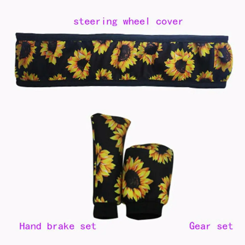 

CIBO Sunflower Auto Non Slip Universal Car Steering Wheel Cover Car Styling Interior Accessories Handbrake Gearshift Cover