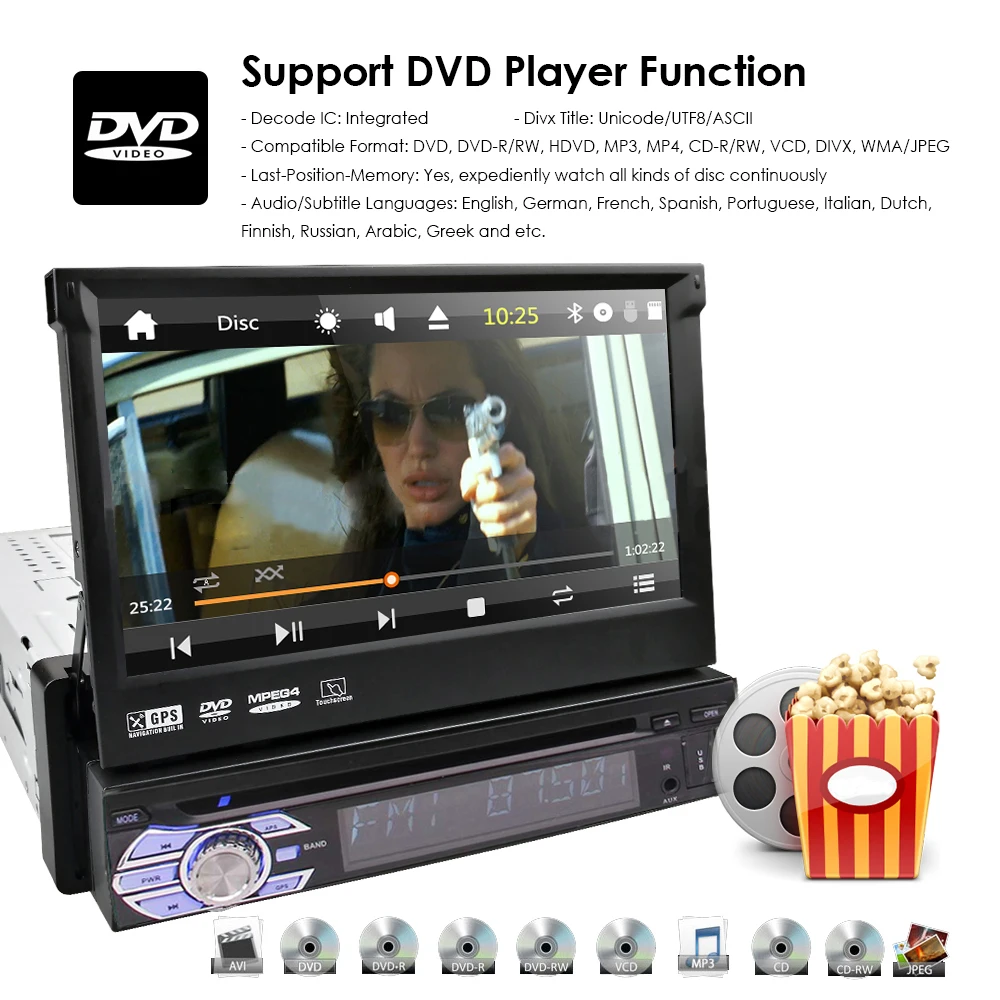 Автомагнитола Wince 7 &quot 1 Din Bluetooth аудио DVD CD видео Mp4 MP5 плеер GPS мультимедиа |