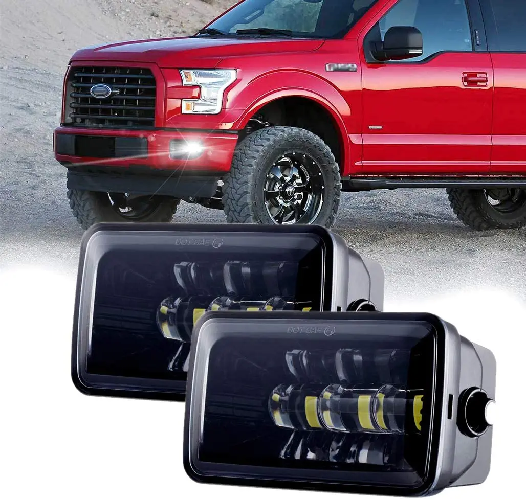 

Светодиодный проектор, противотуманные фары для Ford F150 2015 2016 2017 2018, прямоугольные Противотуманные фары s, бампер, фасветильник дальнего света, лампа с прозрачными линзами