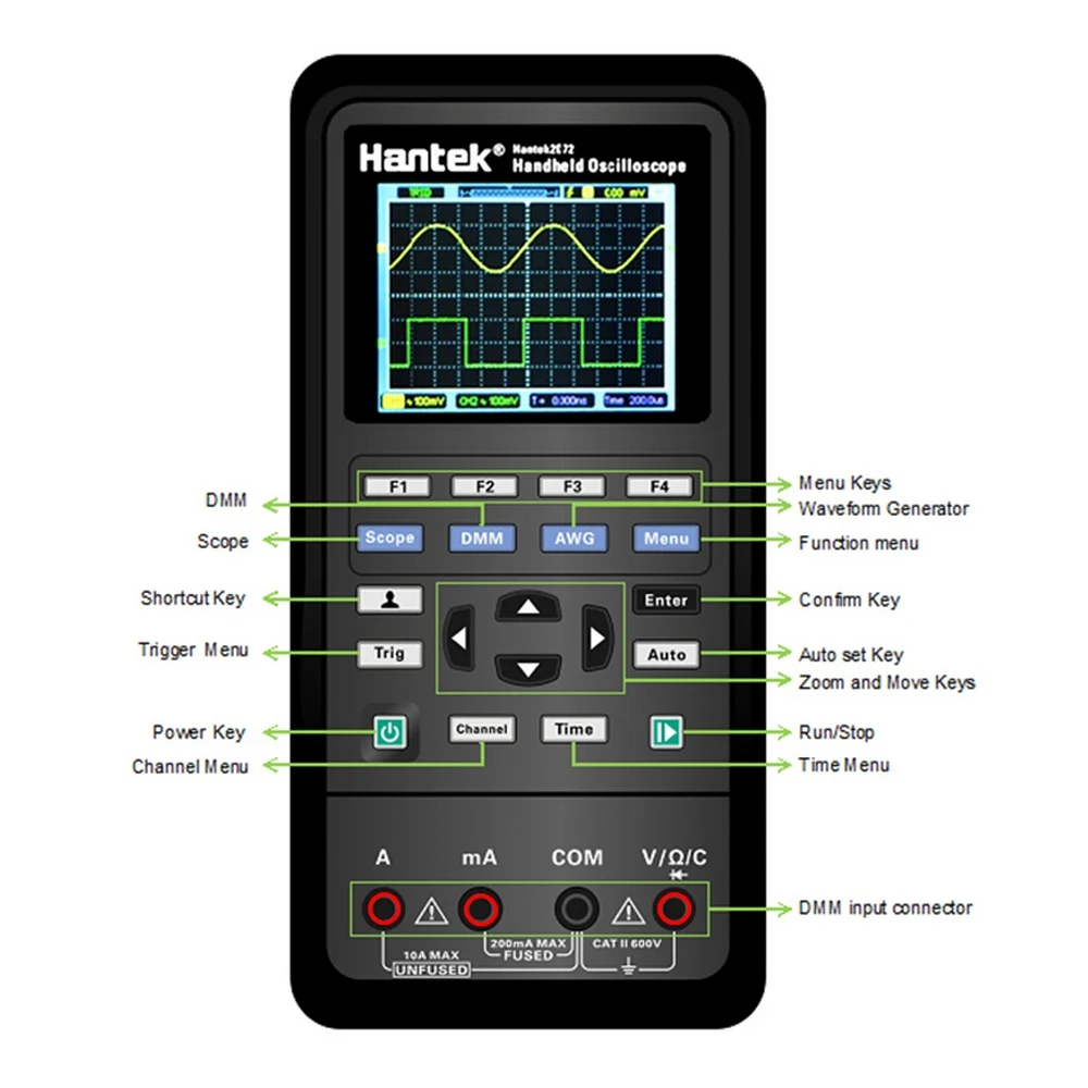 

2D72 2D42 Handheld Digital Multimeter DC/AC/ GND Ammeter Volt Oscilloscope Test Meter Profession Multimetro With Color Screen