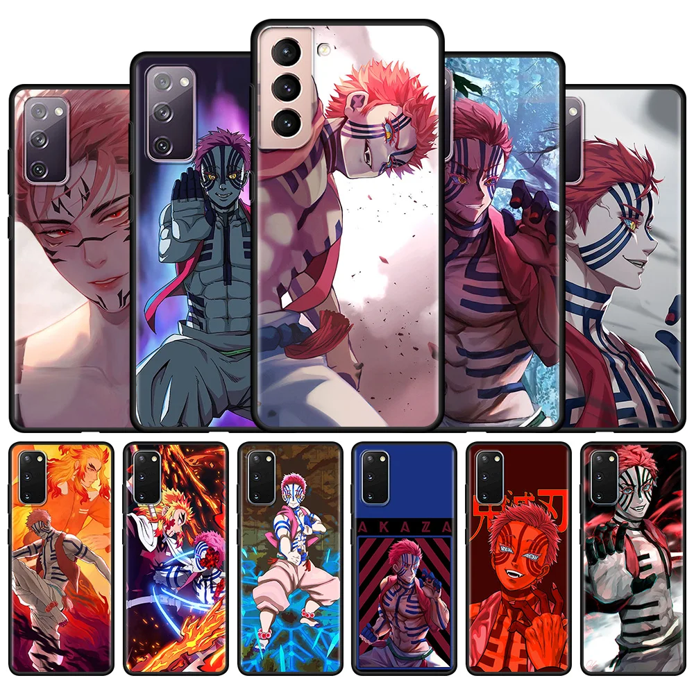 

Capa For Samsung Galaxy S20 FE S21 Ultra S10 S8 Plus S9 S10 S10e Black Phone Case Cover Note 20Ultra 20 Demon Slayer Akaza