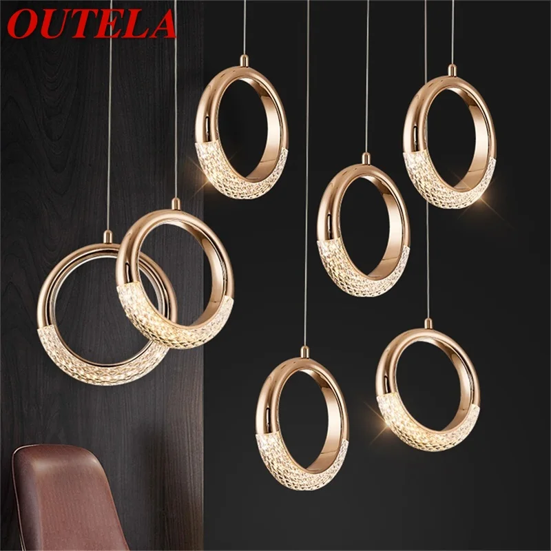 

Современный подвесной светодиодный светильник OUTELA, креативные осветительные приборы, круглая кольцевая декоративная лампа для дома, столо...