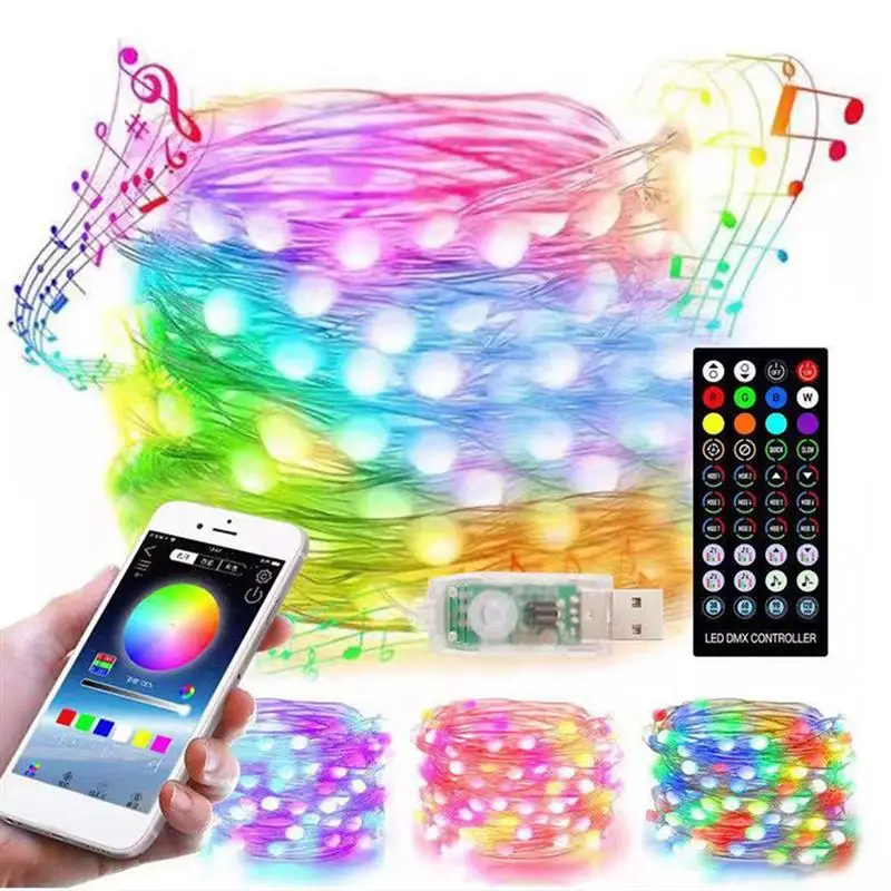 

Волшебная гирлянда из серебряной проволоки, 10/20 м, 100/светодиодов, водонепроницаемая гирлянда с вилкой для елки, уличное украшение для рожде...