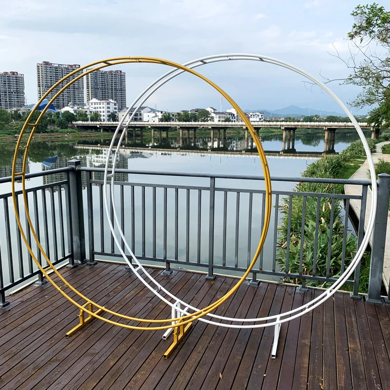 2.5M Double Rod Ring Wedding Arch Outdoor Marriage Birthday Party Round Decoration Background Shelf Frame | Дом и сад