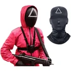 Костюм для игры кальмар, красные комбинезоны, Комплект масок, маскировка, Корейская Драма, Хэллоуин, рождественское ужасное платье, круглая шестерка