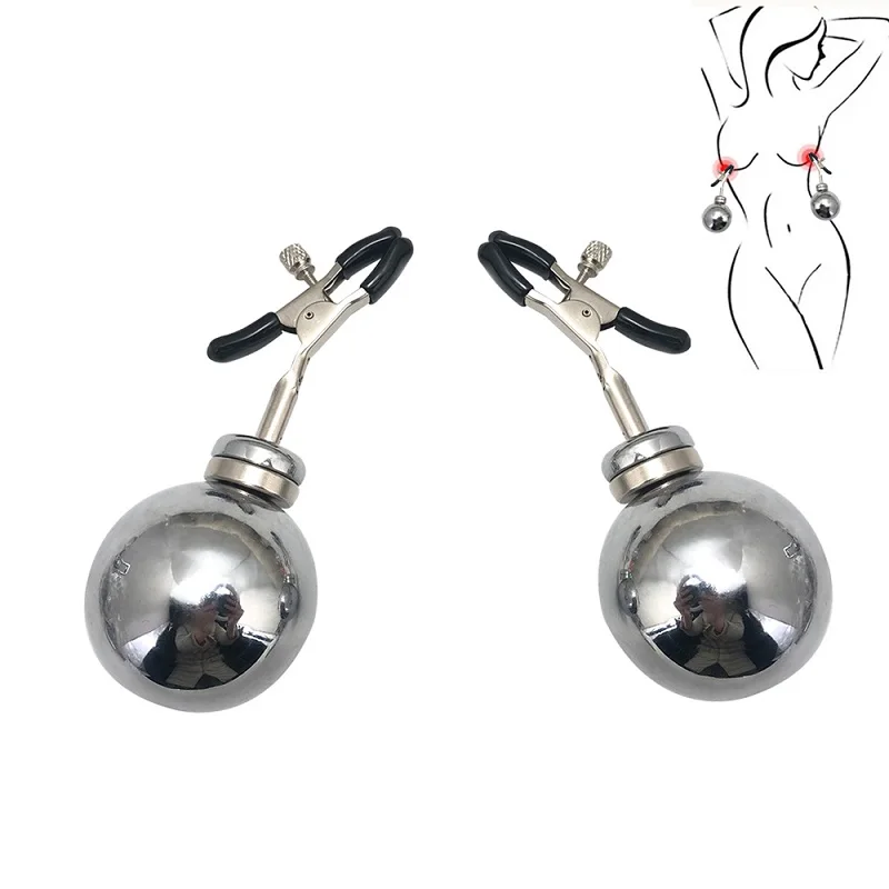 

Huge weight metal Nipple Clamps clips Magnet ball torture slave BDSM breast Bondage restraint Sex Toy For Women Couple play Game