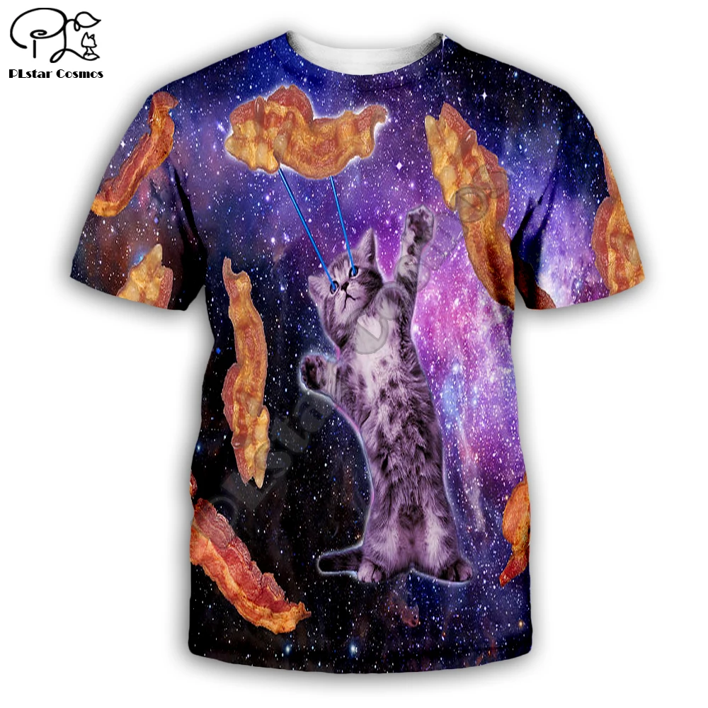 PLstar Космос Брендовые женские/мужские 3d принт в стиле хип хоп футболка CRAZY CAT