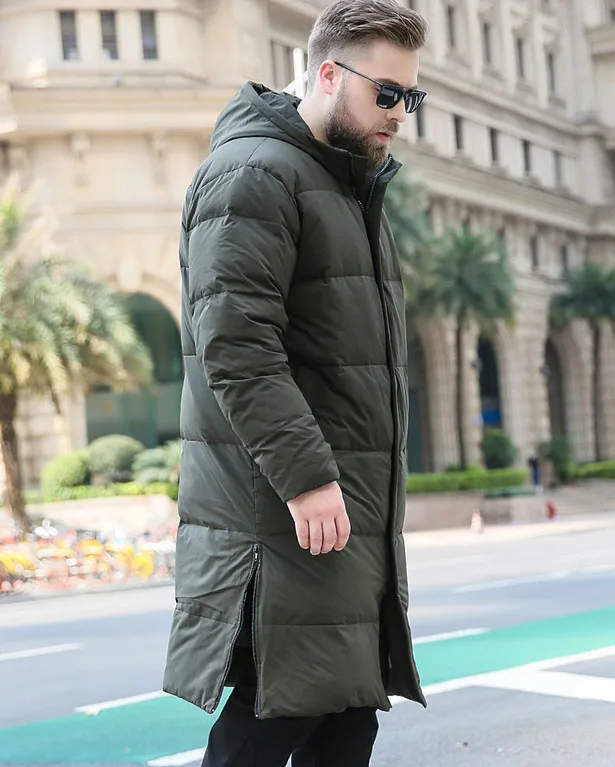 New winter fashion man's duck down long coat & jacket warm parkas for male with a hood hat black green 5xl 6xl 7xl 8xl 9xl 10xl