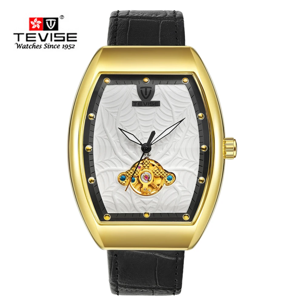 TEVISE Автоматические Мужские механические часы Spider Tourbillon Роскошные Золотые спортивные деловые военные мужские часы Relogio Masculino - Цвет: tevise  gold white