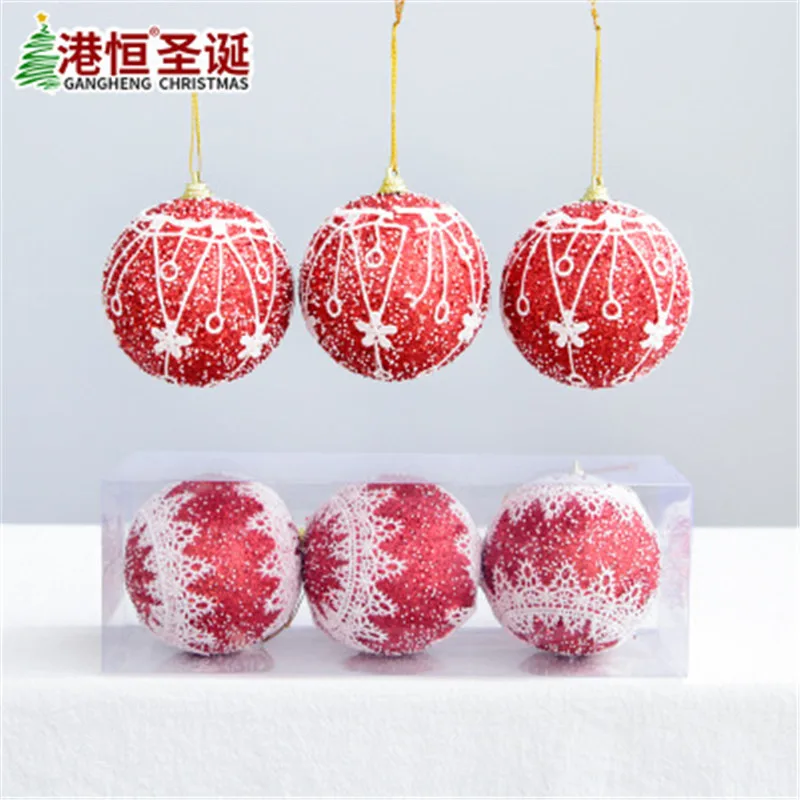 

7.5cm Sticky Lace Christmas Ball Christmas Ceiling Decorative Mall Hotel Christmas Tree Decoration Pendant Foam Ball