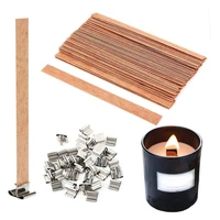 10pcs wooden candle wicks core natural wood wick with iron stand diyaroma candle material soy wax smokeless candles supplies