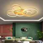 Современная круглая Потолочная люстра, светодиодный светильник черного и золотого цвета для спальни, фойе, гостиной, столовой, кухни