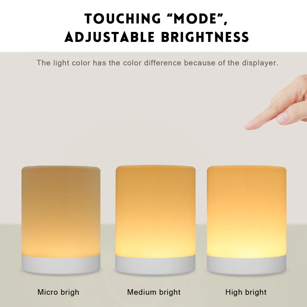 

Smart LED Touch Control Night Light Sensor Dimmer Intelligent Bedside Portable Dimmable RGB Color Change For Children Baby Kids