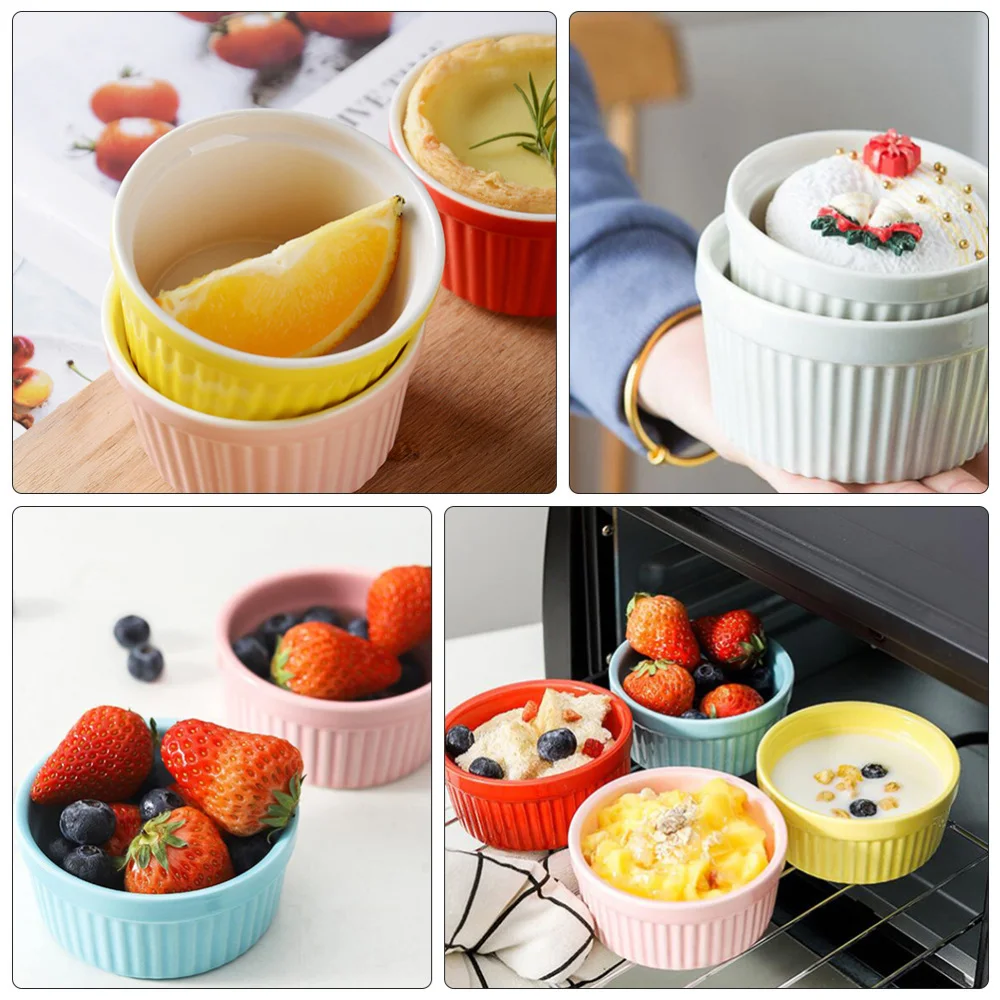 

5Pcs Pudding Bowls Ceramic Baking Bowls Dessert Baking Bowls (Assorted Color)