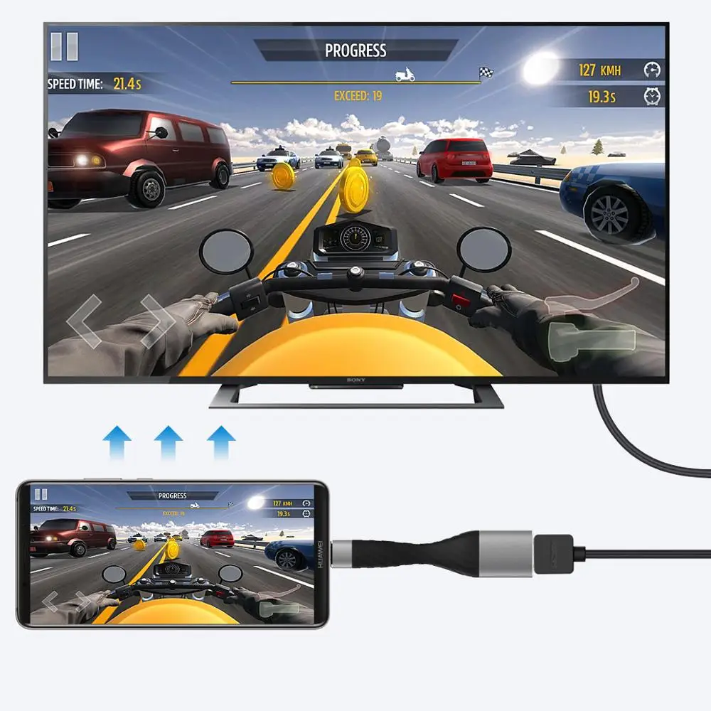 Кабель-адаптер Amkle USB C-HDMI портативный Type-C HDMI HD 4K 60 Гц Thunderbolt Dongle для ноутбуков Android |