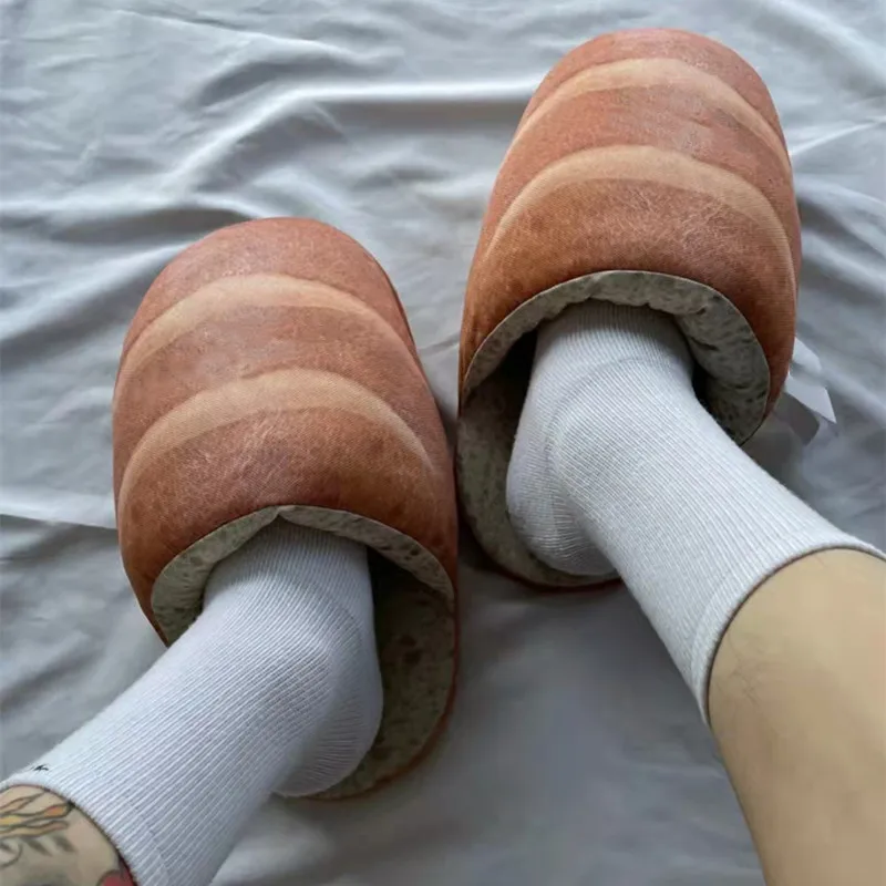 

Home Cotton Shoes for Women Bread Shoes Luxury Brand Round Toe Design Cute Slippers Furry Slides for Women Fur Slippers