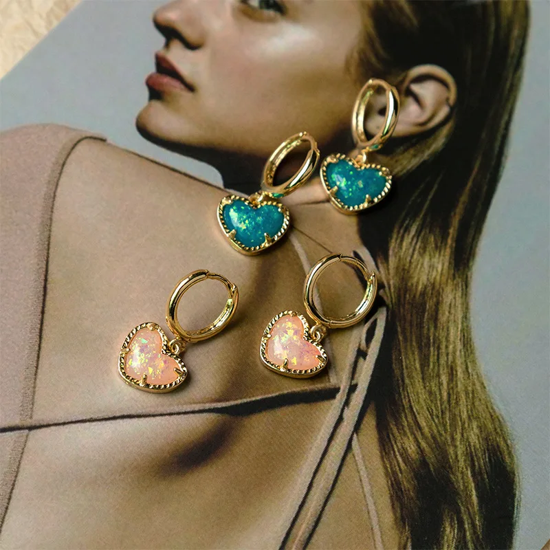 

Heart Drop Earrings for Women Colorful Hearts Piercing Dangle Earring Fashion Gold Color Hoop Jewelry Party Accessories Gifts