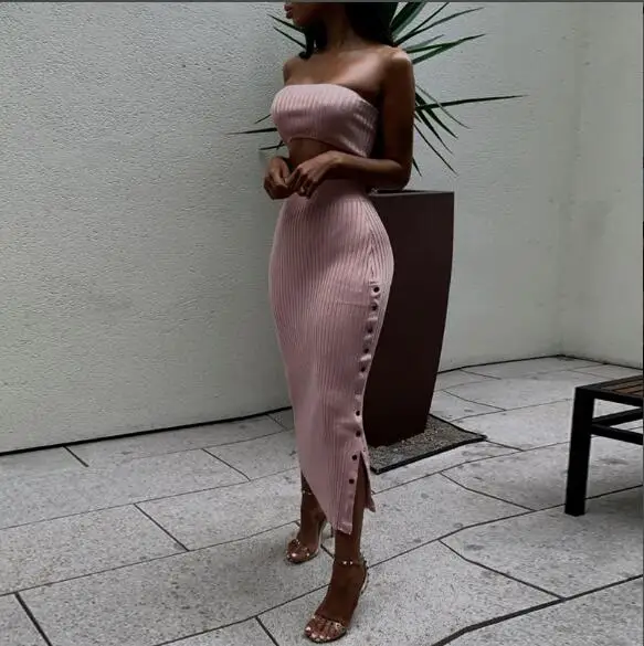 Женский комплект из двух предметов укороченный топ летняя юбка облегающие