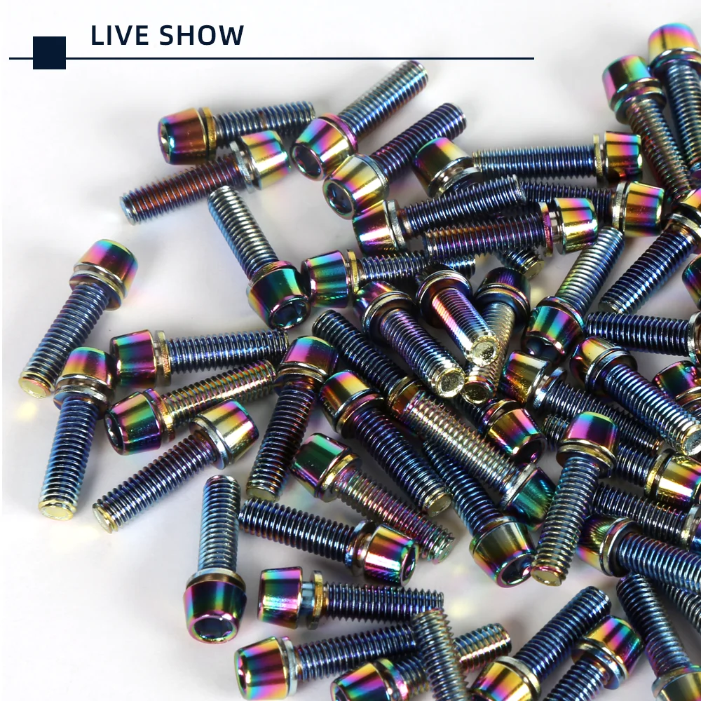 TANKE 6PCS M5 * 18 15mm Rainbow Bolt Screw with gasket For MTB Road Bicycle Stem and bottle rack bicycle parts