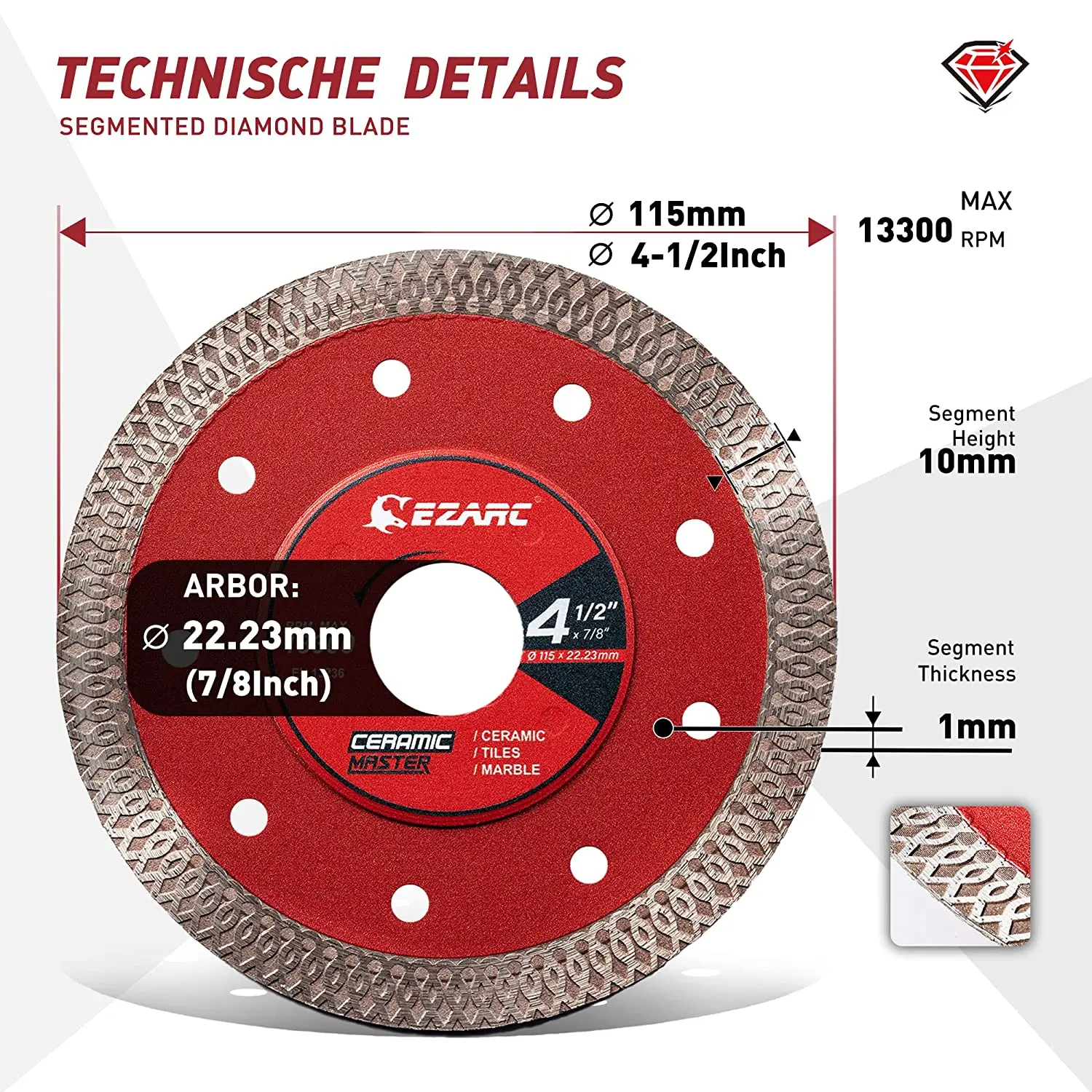 EZARC 2 sztuk 115mm i 125mm Super cienkie diamentowe brzeszczoty diamentowe płytki ostrze do cięcia porcelany ceramiczne granit marmur płytki 3 EZARC 2 sztuk 115mm i 125mm Super cienkie diamentowe brzeszczoty diamentowe płytki ostrze do cięcia porcelany ceramiczne granit marmur płytki 3