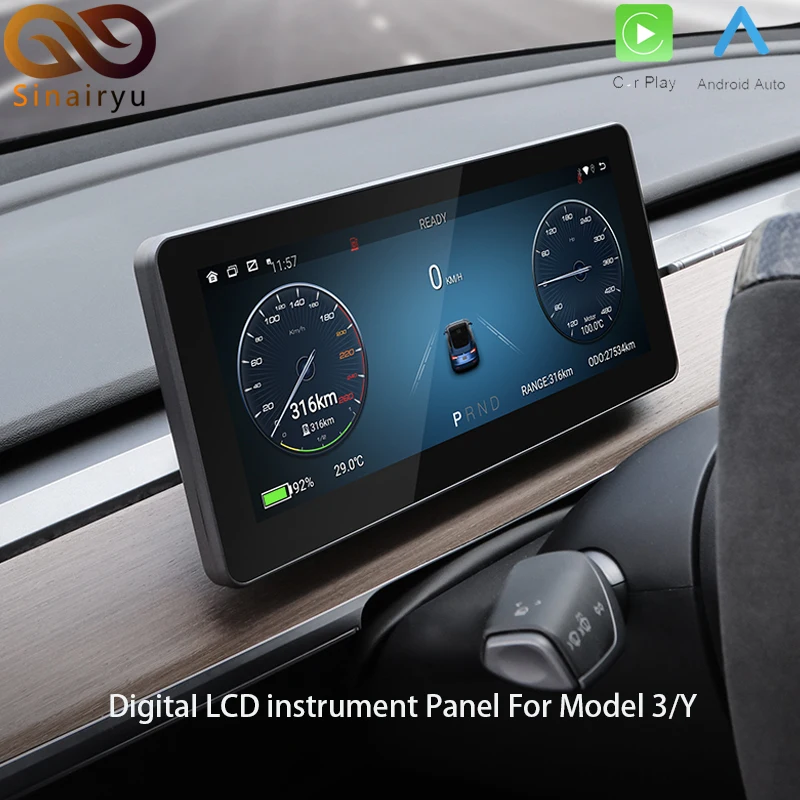

8,8 дюймовый беспроводной Carplay LCD приборная панель автомобильный прибор кластер для Tesla модель 3 / Y Многофункциональный Автомобильный цифрово...
