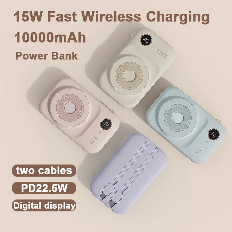 

10000mAh Magnetic Power Bank Come With Double-Line Digital Display PowerBank External Battery Pack Mobile Phone Wireless Charger