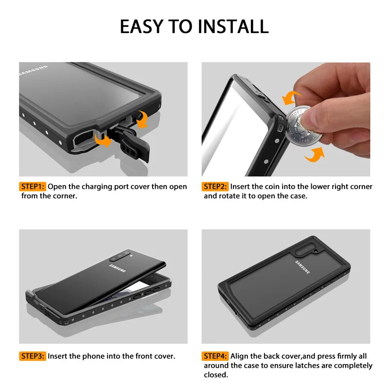 Snorkelling Original Waterproof Case For Samsung Note 10 Plus Case Diving Underwater Cover For Samsung Galaxy Note 10 Plus Shell