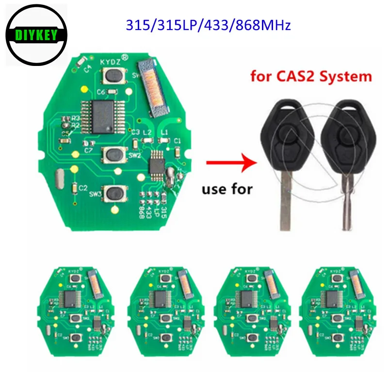

Пульт дистанционного управления DIYKEY KYDZ CAS2, 3 кнопки, 315 МГц/315LP/ 433 МГц/868 МГц, чип ID7944 для BMW 3 5 6 7 X3 X5