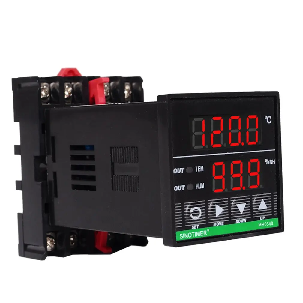 

1/16 DIN RAIL Mounted Intelligent Digital Temperature And Humidity Controller Sensor Cable 3 M With Mounting Base