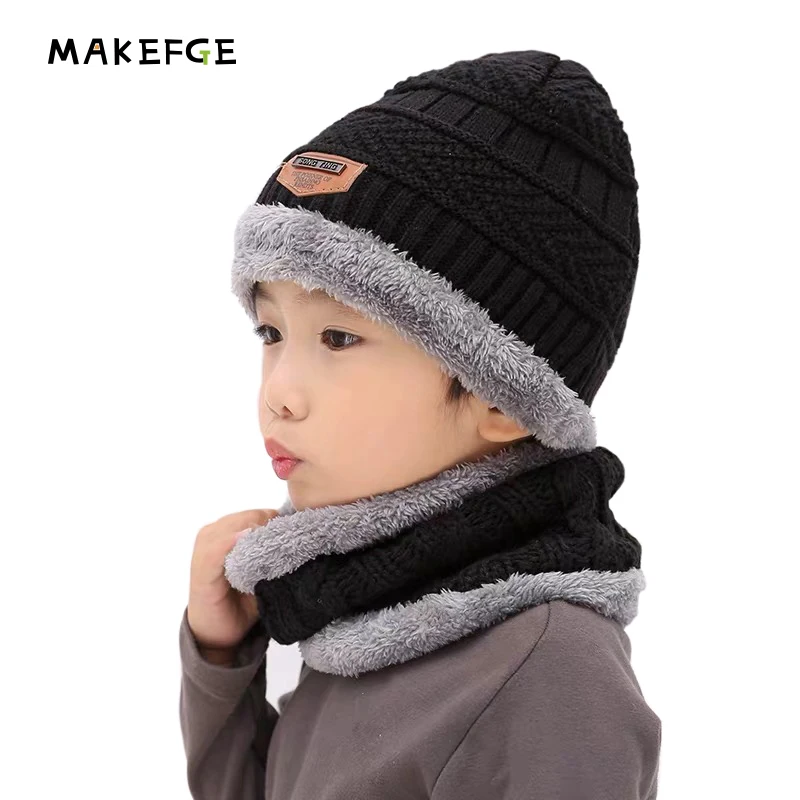 2019 winter plus cashmere cap ear protection parent-child wool hat New Autumn and children's knitted bib two-piece | Детская одежда
