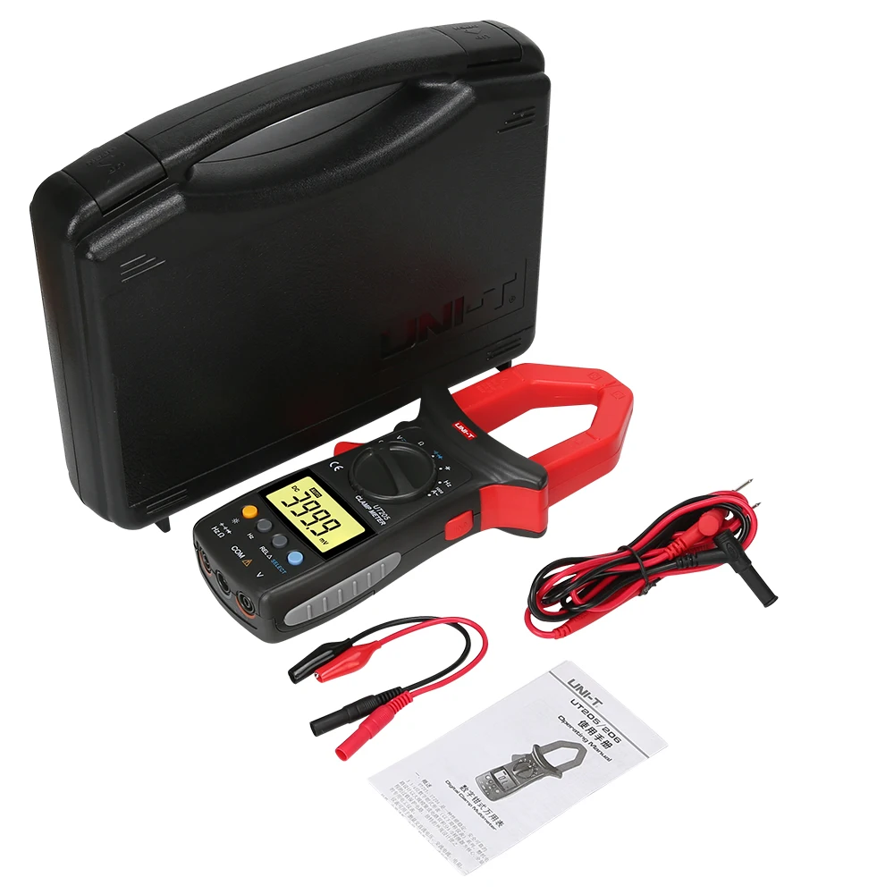 

UNI-T UT205 3999 automatic range digital clamp meter illumination temperature probe REL measurement digital clamp meter