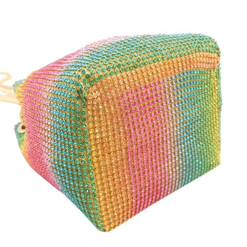 

Rainbow Color Exquisite Handbags Women Mini Chain Shoulder Purses Crystal Clutch Evening Rhinestone Party Crossbody Bag