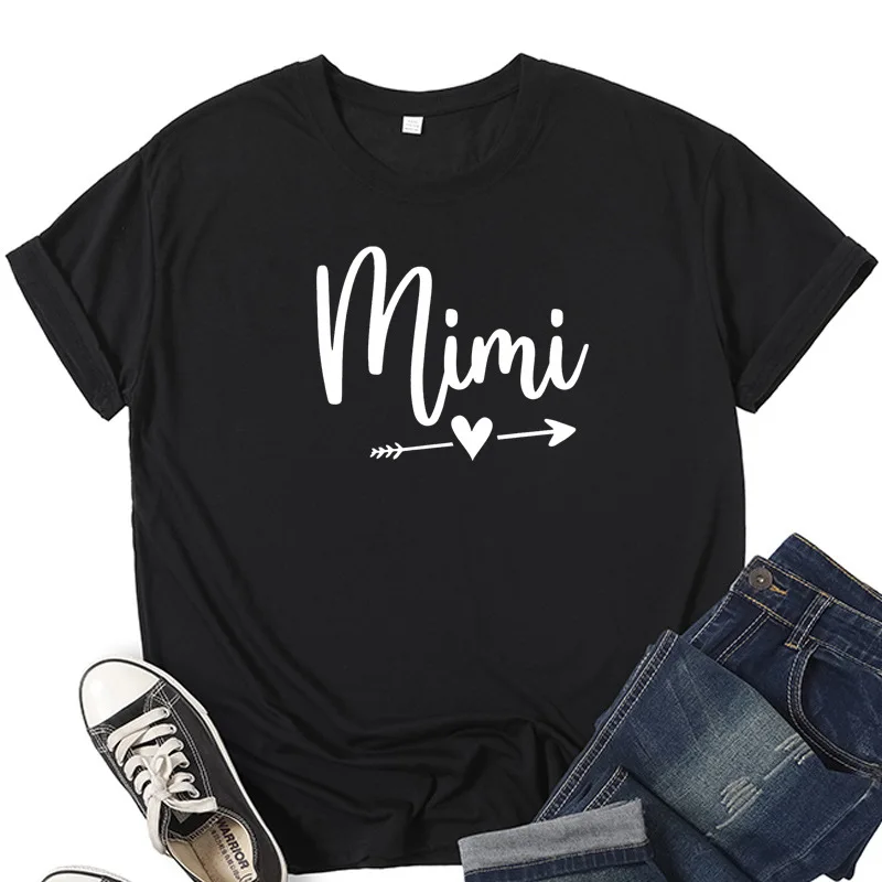

Mimi Letter Heart Arrow Print Women T Shirt Short Sleeve O Neck Loose Women Tshirt Ladies Tee Shirt Tops Clothes Camisetas Mujer