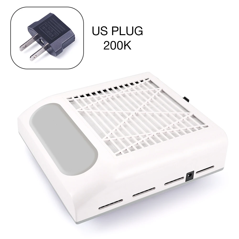 White US Plug 80 Вт всасывающий пылесборник для ногтей Вентилятор пылесос маникюрный аппарат инструменты мешок для сбора пыли дизайн ногтей маникюрный салон Инструменты - Цвет: White US Plug