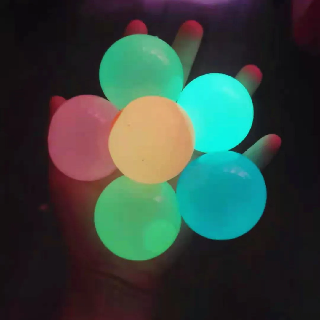 

1/2/4pcs Luminous Stick Wall Ball Decompression Fidget Toys Globbles Fluorescent Sticky Target for Kid Teen Adult Toy