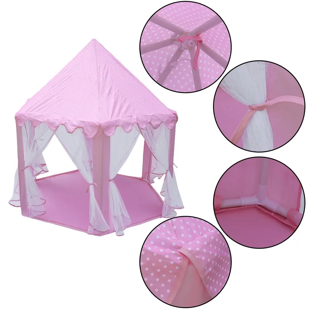 

Princess Castle Tent Large Space Children Play Tent for Kids Indoor & Outdoor Pink Playhouse Perfect Gift for Kids tent children