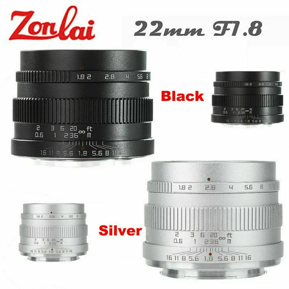 Ручной основной объектив Zonlai 22 мм F1.8 для Sony E mount Fuji Micro 4/3 a6300 a6500 X A1 A2 M1 G1 G2 G3