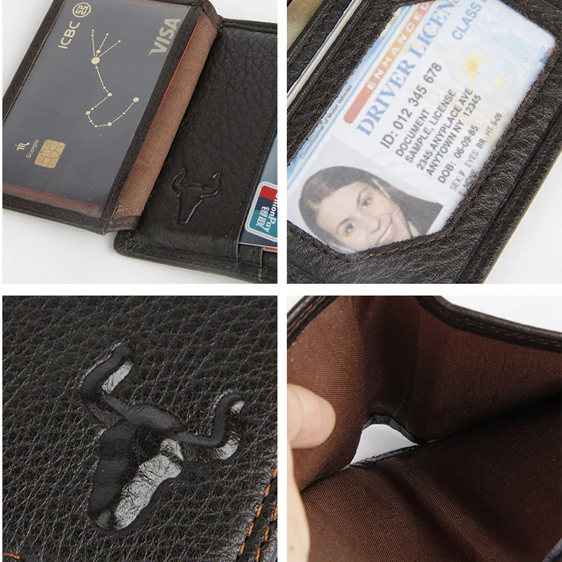 

Men's Wallet RFID Anti Theft Vintage Genuine Leather Wallet Business Card Holder Purse Cowhide Wallet Male