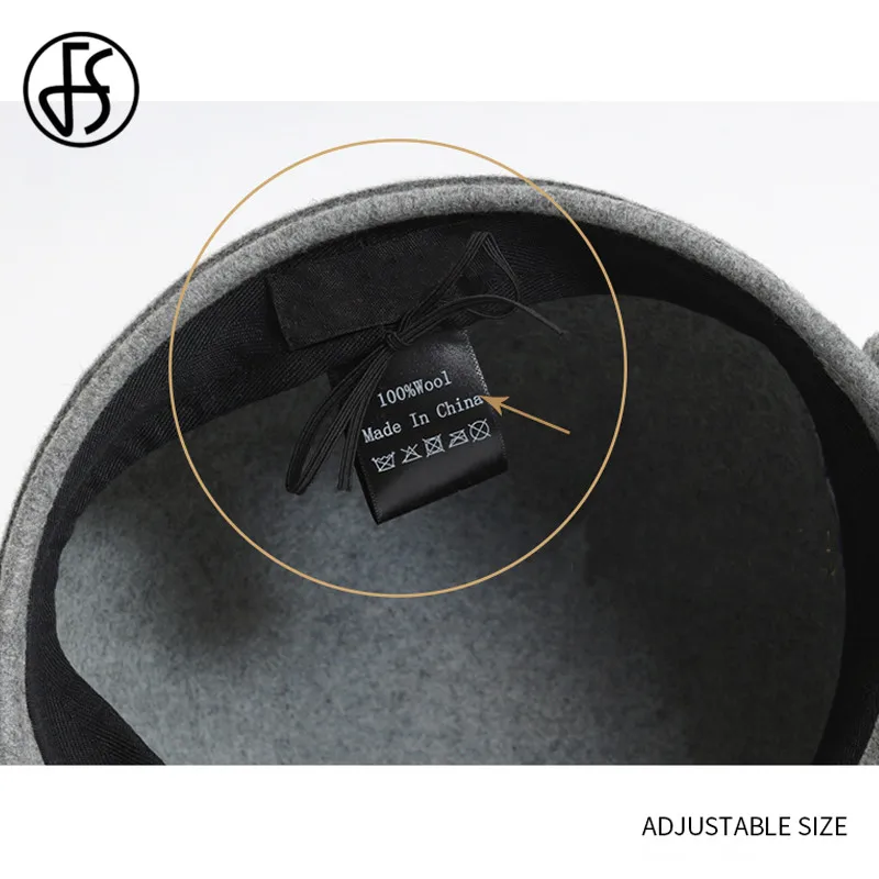 FS осенне зимняя шапка с неровными полями фетровая шляпа для женщин шерстяная