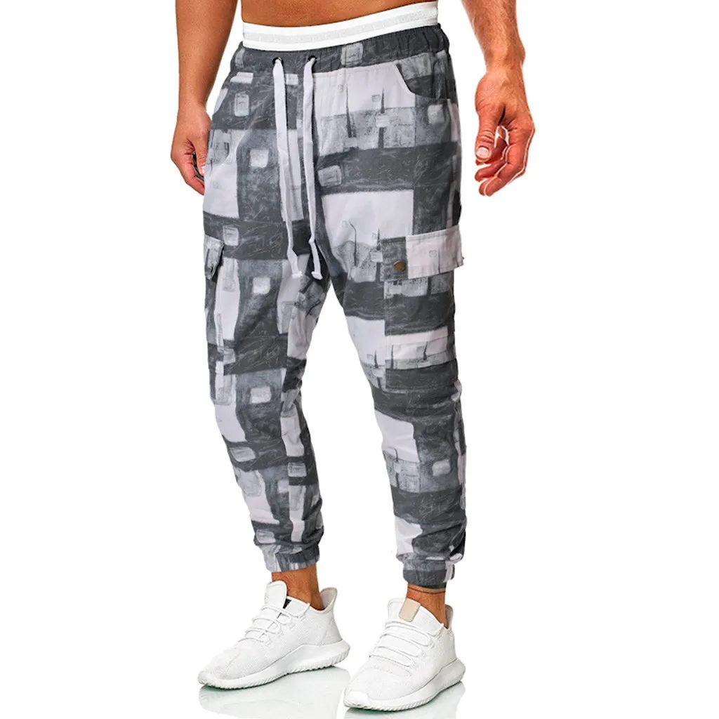 

2019 Winter New Fashion section Pants Casual Fashion Men's Solid Loose Patchwork Color Sweatpant Trousers Jogger Pant Z819